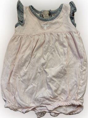 Burt’s Bees Baby Pink Romper with Grey Trim